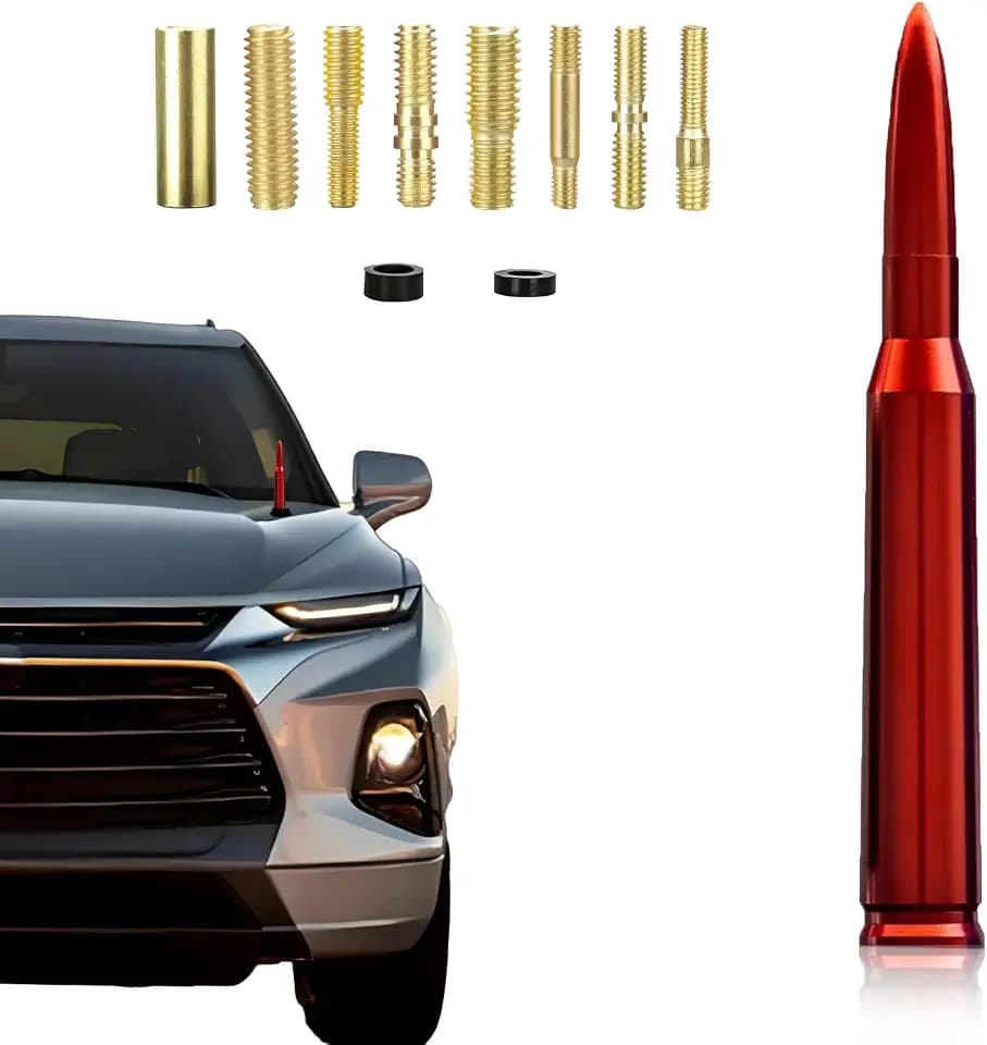 Car Truck 50 Cal Bullet Decoration Replacement Truck Accessories Red Universal for GMC Sierra 1500 Chevy Dodge Ram Silverado 1500 2500 3500 Ford F150 F250 F350 Car Truck Decoration (Red)
