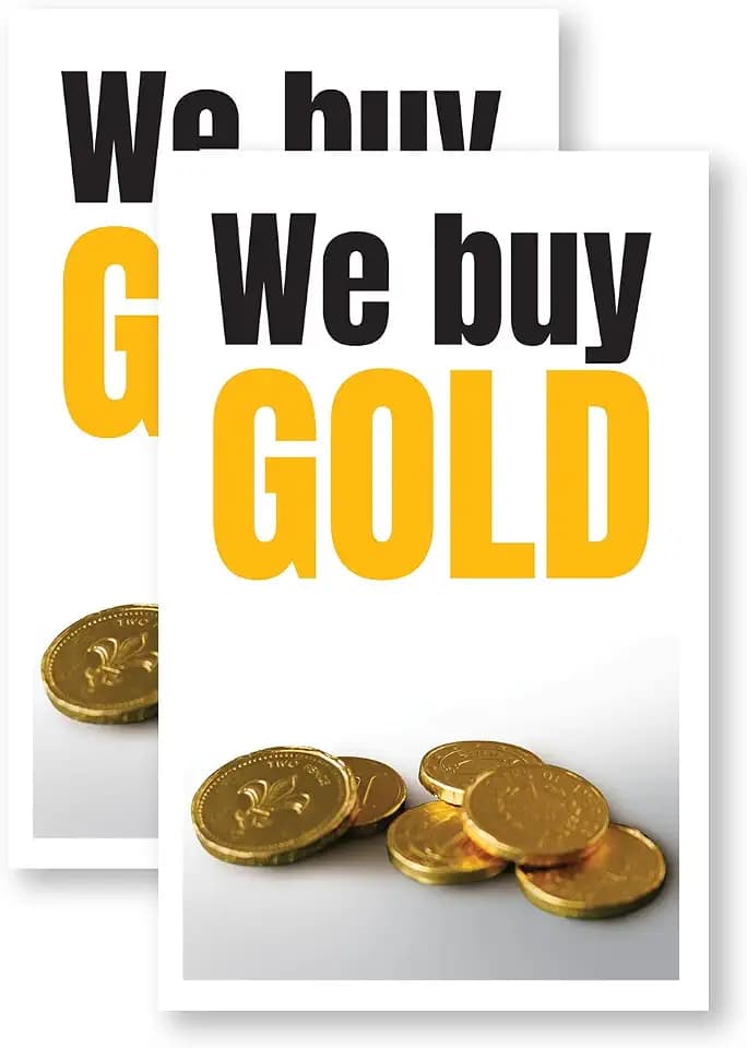 We Buy Gold (2-Pack) 24 Inch x 36 Inch Vinyl Decals | Sign Insert Peel & Stick Decals Stickers Window Signs | Reliable Services, Trusted Shops, Professional Signage | Made in USA