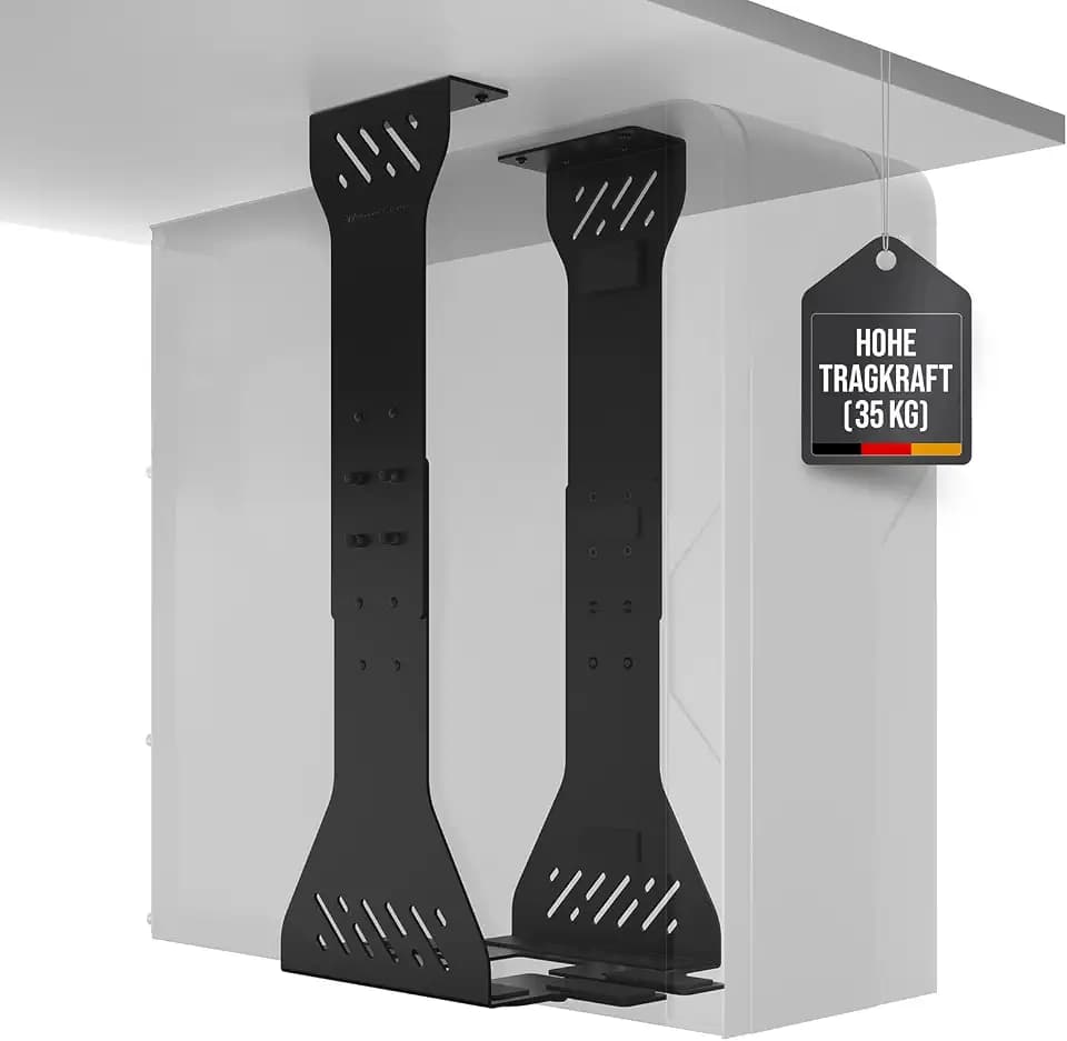 PC Halterung unter Schreibtisch – 35 kg Tragkraft, verstellbar (Schwarz)