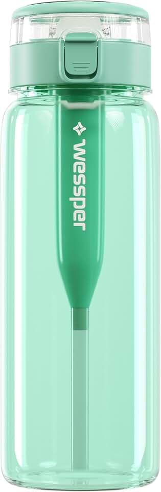 Wessper Wasserfilter Trinkflasche 680 ml, Tritan Flasche mit Filter – Minze