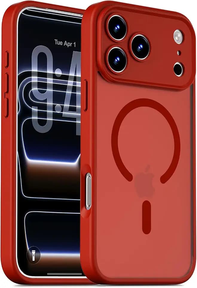 Magnetic for iPhone 17 Pro Case, Translucent Matte, Red