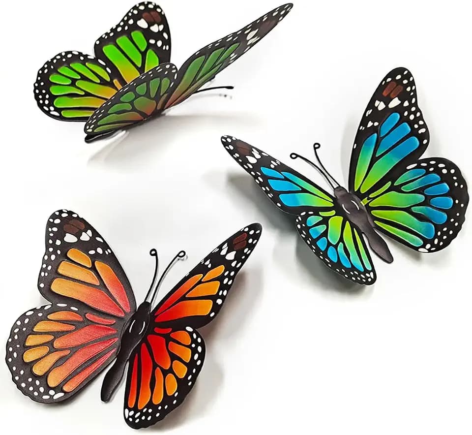 Metal Butterfly Wall Decor, 3 Pcs Butterflies Outdoor Hanging Decorations