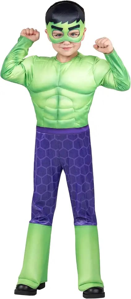 MARVEL Official Toddler Deluxe Halloween Costume - Premium Quality Padded Jumpsuit and Fabric Headpiece (3T-4T)