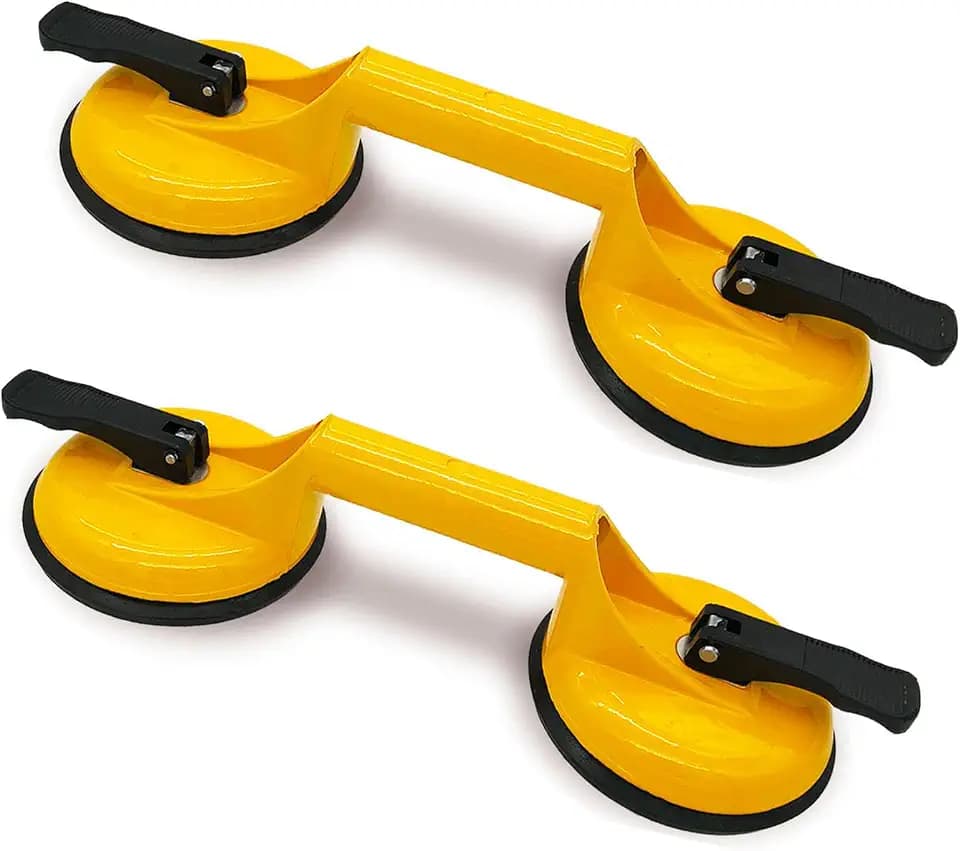 2 Stück Saugheber Glassauger Glasheber Fliesenheber Saugheber Glas Aluminium Vakuumheber Gummisauger Saugnäpfen Suction Lifters für Transport Fliesen, Glas, Woods Boden, Glatte Oberfläche（gelb）
