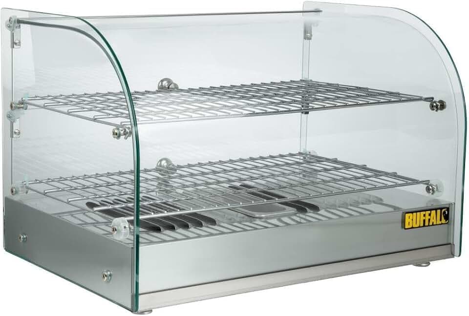 Buffalo Theken-Warmhaltevitrine 554mm - Ablagen inklusive, einstellbare Temperatur, Glasfront CK916