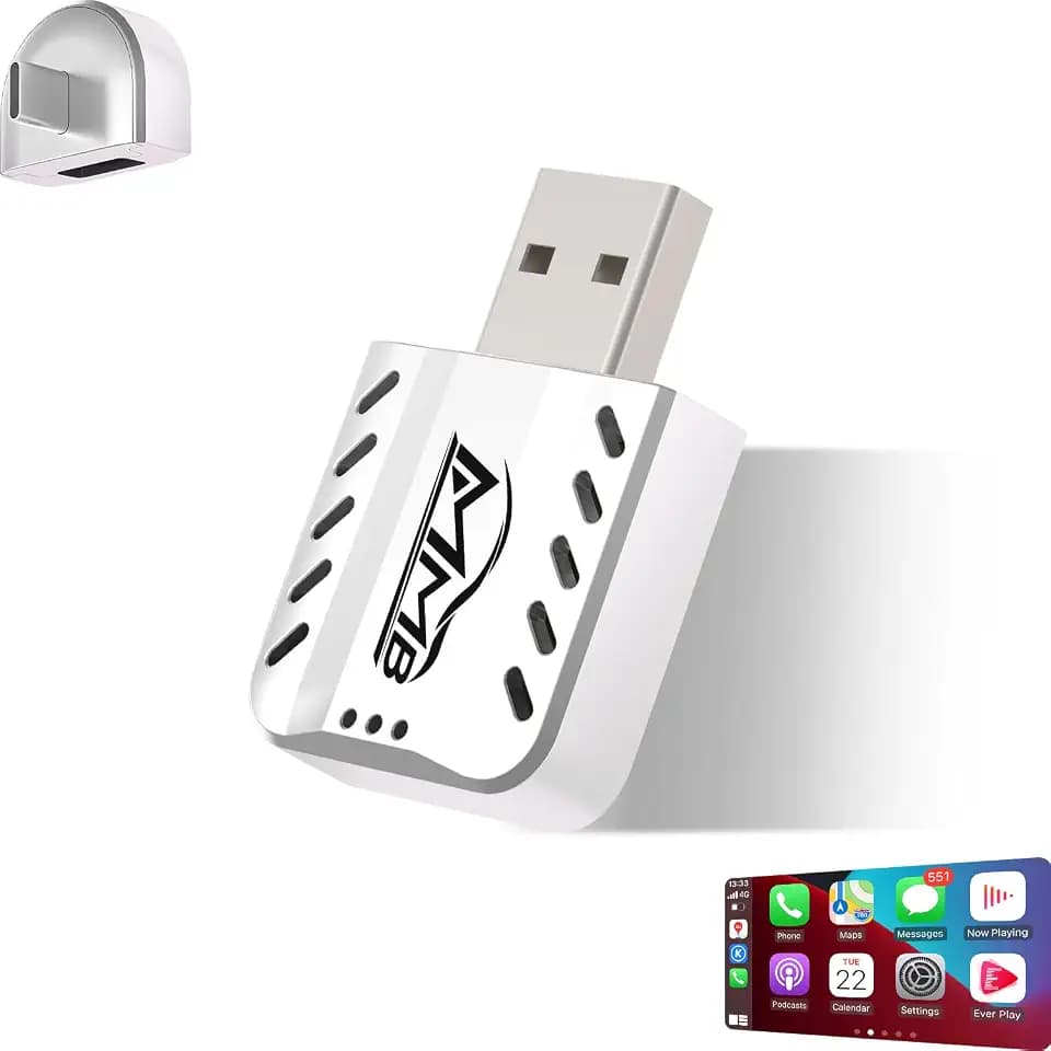 MMB Apple CarPlay Wireless Adapter, kabelgebundener Zu kabelloser CarPlay Dongle, Mini und kompakter Adapter, USB-C/A Plug-and-Play CarPlay-Adapter, kompatibel mit iPhone iOS 10 und höher