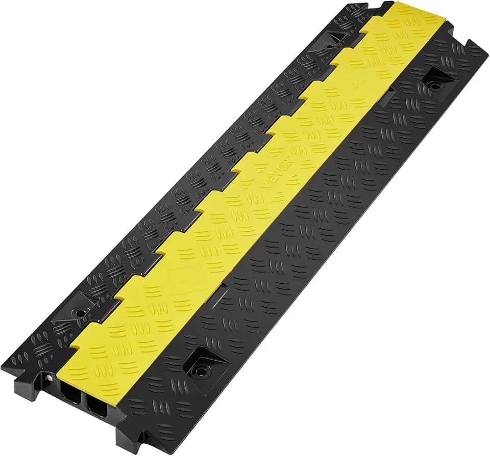 VEVOR 1x Kabelbrücke 91,8x25x4,3cm Überfahrschutz Kabel TPU & TPR Schlauchbrücke 2 Kanäle 10000KG pro Achse Tragfähigkeit Rampe Kabelkanäle Ideal für Parkplätze Lagerhallen Schulen Baustellen