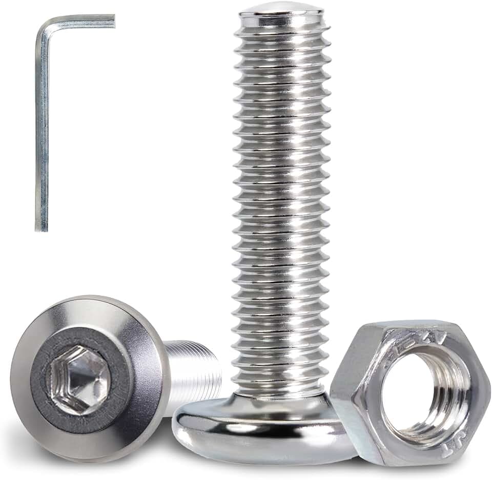 60 Stück Innensechskant Flachkopfschrauben M5 x 40 mm A2 V2A Edelstahlschrauben mit M5 Sechskantmuttern und Inbusschlüssel Schrauben für Maschinenmontage Möbelschrauben DIY und Reparaturen