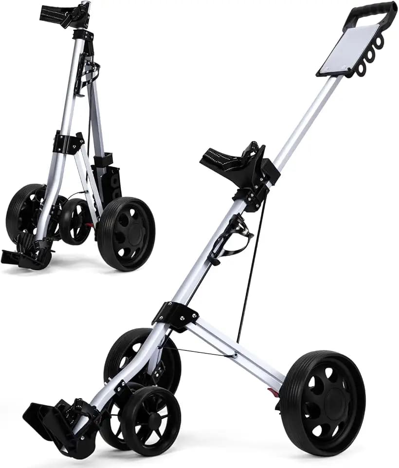 PGM Aluminum Foldable Golf Push Pull Cart with Stable Frame and Foot Brake