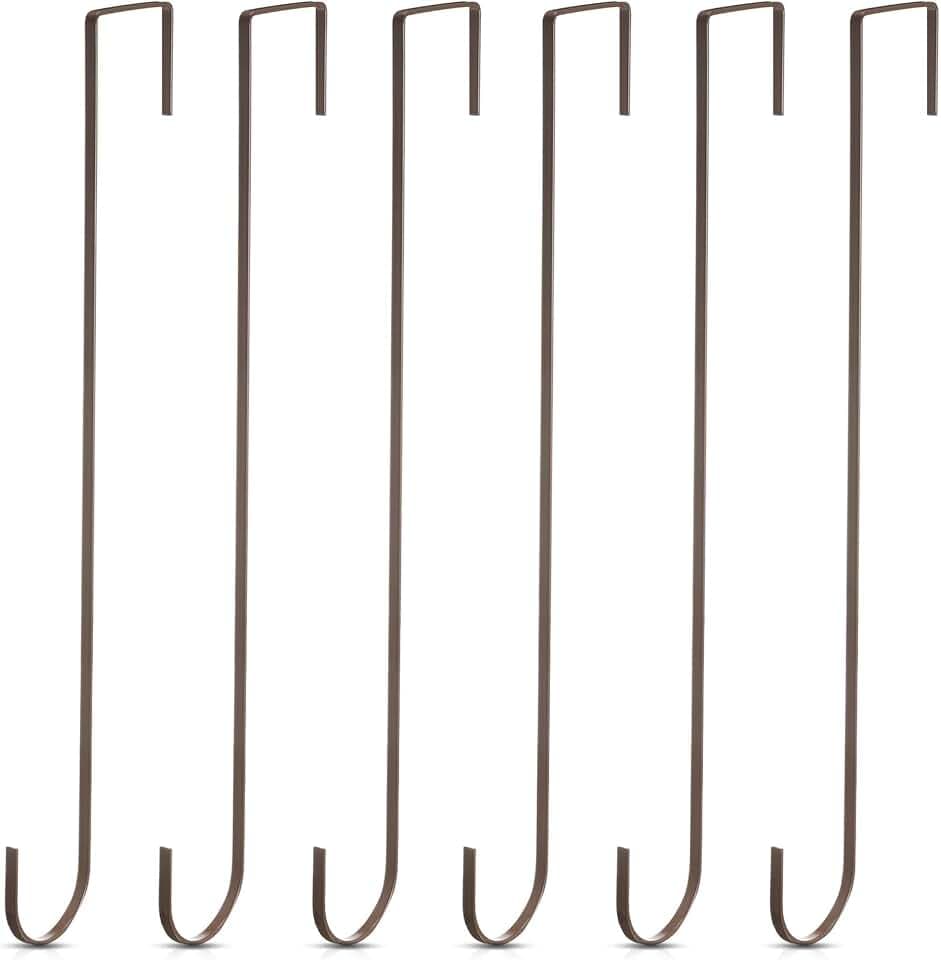 Hotop 15 Zoll Weihnachtskranz Aufhänger Haken über Tür Metall Haken Praktische Kleidung Handtuch Halter Haken für Weihnachten Haustür Dekoration (Bronziert, 6 Stücke)