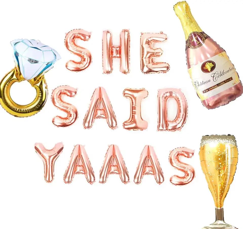 JeVenis Sie sagte Yaaas Banner Sie sagte Yaaas Ballons Sie sagte Ja Ballon für Verlobungsfeier Dekor Bridal Shower Ballon Hen Party Ballon