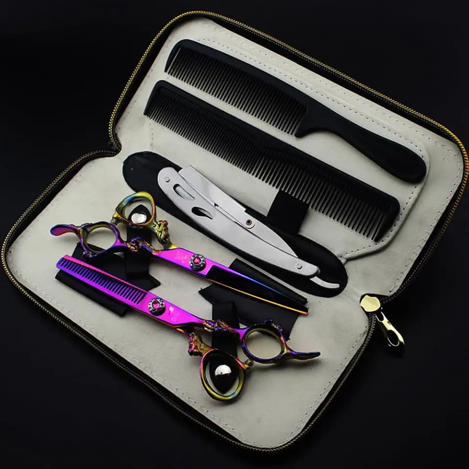 JEISENYU Jieesenyu Friseurschere, High-End Flamme Schraube, 6 Zoll, 440 C Stahl, a Cutting Scissors