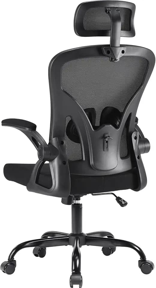 Farini Schreibtischstuhl Bürostuhl mit Kopfstütze Höhenverstellbar Ergonomischer Stuhl, Home Office Stuhl Computer Stühle Chefsessel mit Armlehne mit Rollen, Schwarz