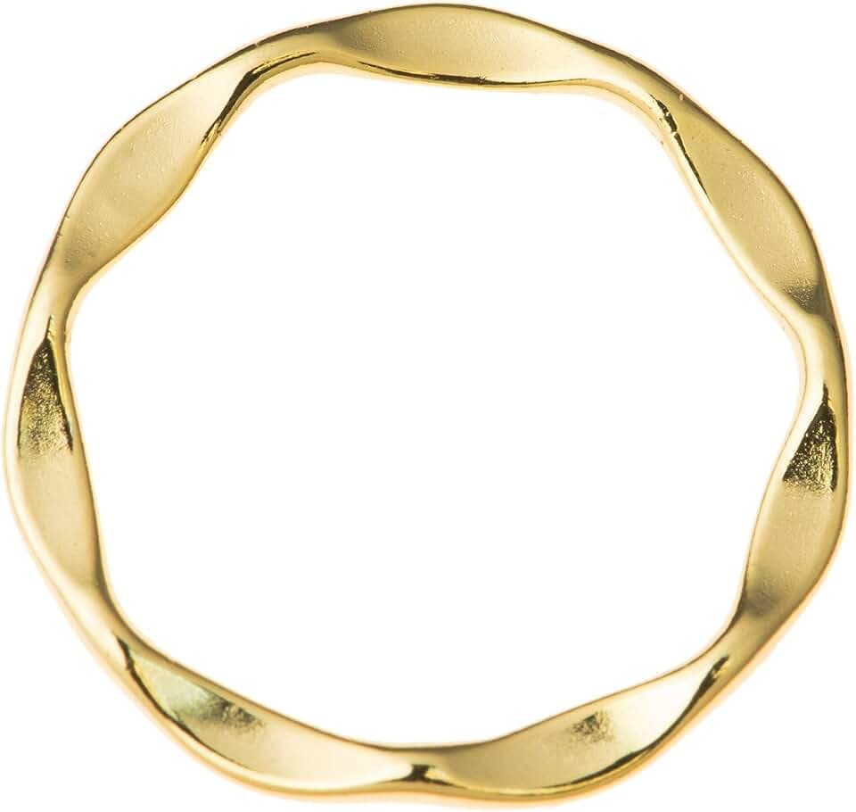 2pcs .925 Sterling Silver 16mm 19mm 22mm 30mm Round Wave Hoop Jump Ring Connector/Findings/Bright 14K Gold Tone