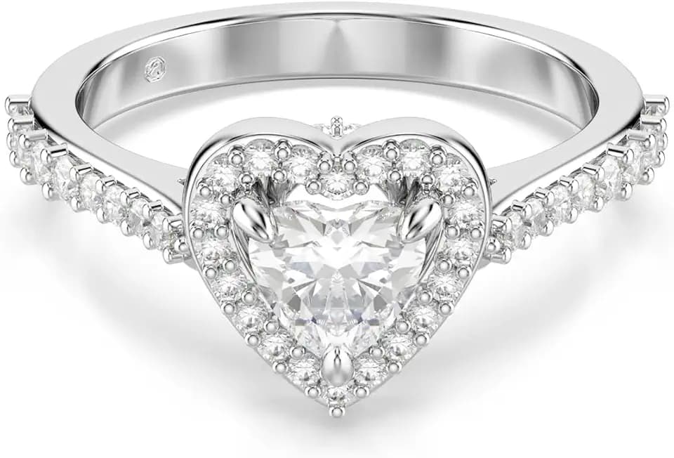 Swarovski Una Angelic Kollektion Motiv-Ring, Gemischte Schliffe, Herz, Weiß, Rhodiniert