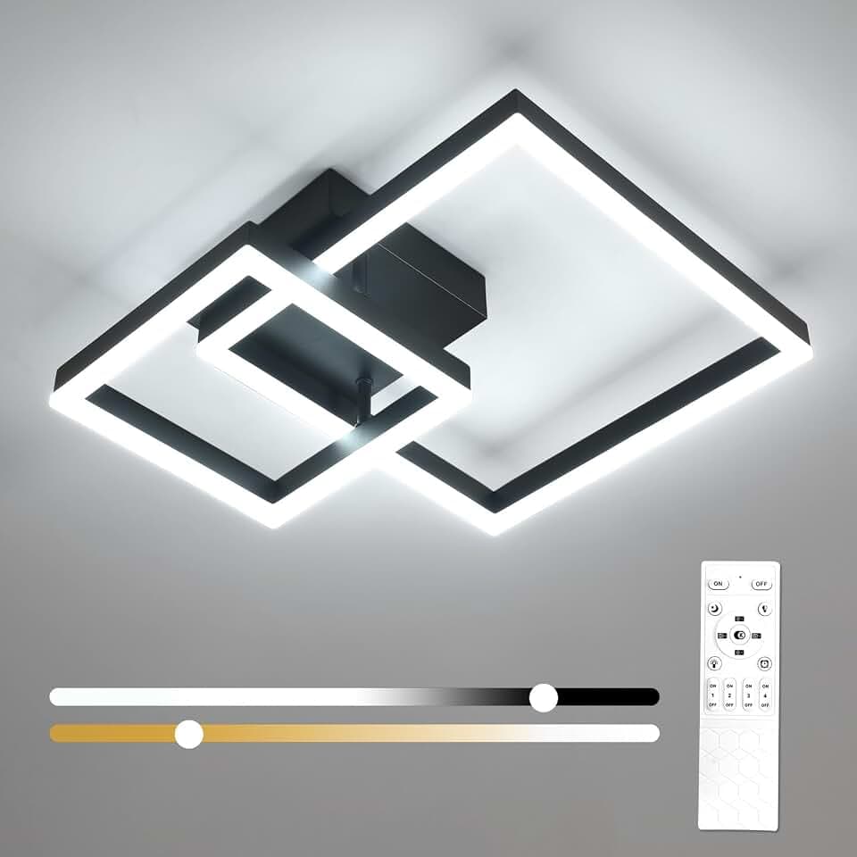 Osairous LED Deckenleuchte mit Fernbedienung, 36W 4050LM Schwarz, 52CM