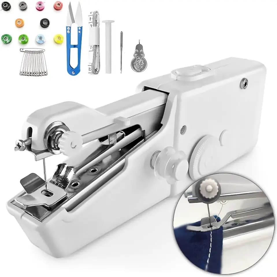 Mini Nähmaschine, Handnähmaschine Elektrische Tragbare Schnellstichwerkzeug mit Nähzubehör, für Anfänger, zum Nähen von Kleidung, Vorhängen und Handarbeiten
