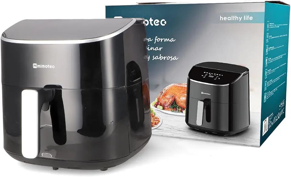 M mimotec -Serena Touch 7,6l Luftfritteuse ohne Öl, 2000W, 8 Menüs, Touch-Steuerung, einstellbarer Timer 60 Minuten, 80-200°C, Fettreduzierung, ideal für eine gesunde Küche