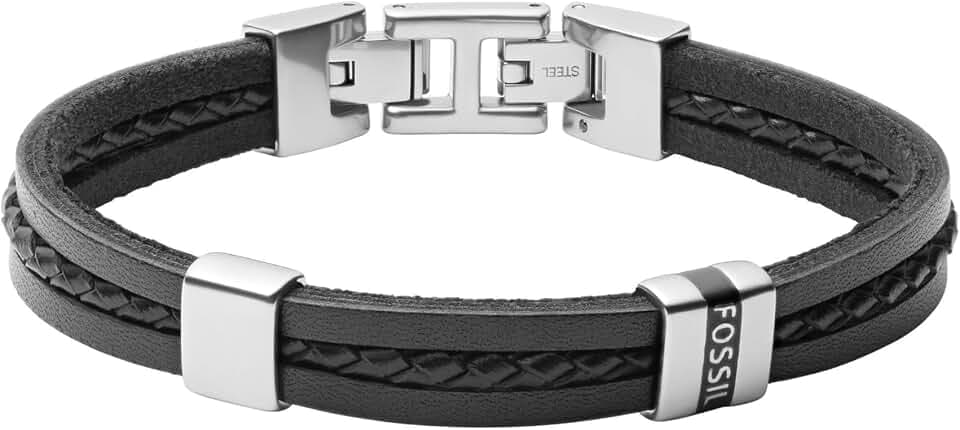 FOSSIL Herrenarmband aus Edelstahl oder Leder mit Faltverschluss