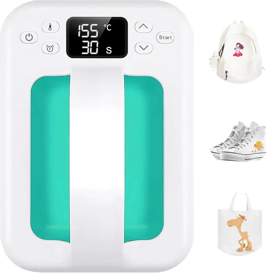 Heat Press Machine for T Shirts, 7" × 5" Portable Mini Heat Press Fast Even Heat, Easy Press T Shirt Printer Machine with Insulated Base,for Sublimation, Htv, Heat Transfer Projects(Green)