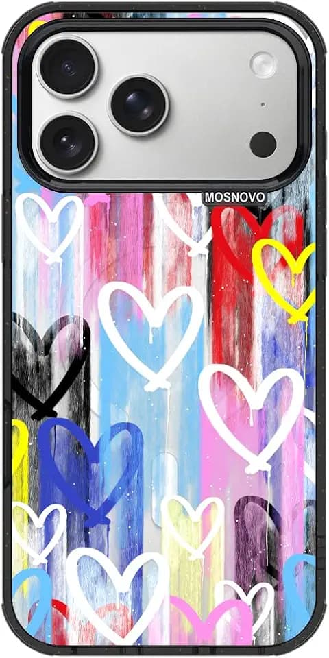 MOSNOVO for iPhone 17 Pro Max Case for MagSafe, Graffiti Hearts, Black