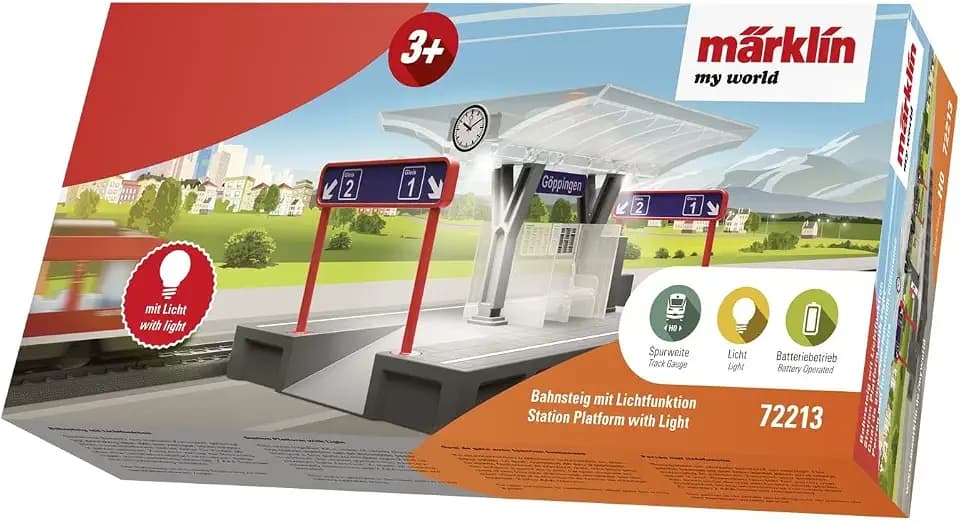 Märklin My World – 72213 - Bahnsteig mit Lichtfunktion – Modellbahn Zubehör – Spur H0