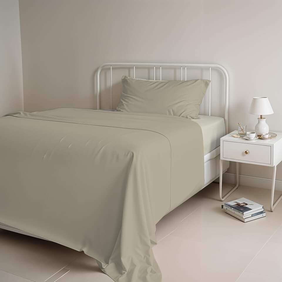 Italian Bed Linen Natural Color Bettwäsche Set, 100% Baumwolle, Dove gray/Creme, Einzeln