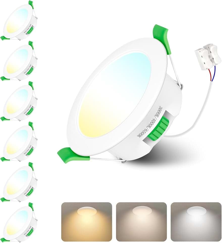 LED Spots 230V, 6er Set Einbaustrahler LED, 4W 55-65mm EinbauØ, IP44, Dimmbar, Led Deckenspots Flach Warmweiß 3000K Neutralweiß 4000K Kaltweiß 6500K für Badezimmer, Küche, Wohnzimmer