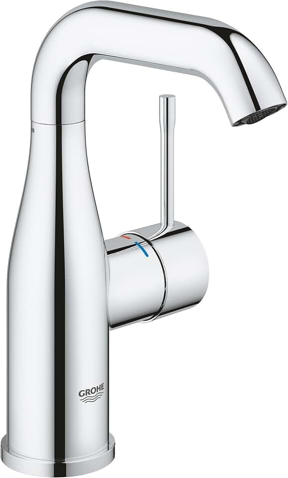 GROHE Essence, Waschtischarmatur, wassersparend (Wasserhahn für das Bad, 19cm hoch, Badarmatur mit langlebiger Oberfläche, einfache Installation am Waschbecken), chrom, 23463001