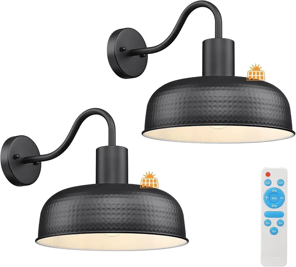 Darkaway 2pcs Solar Barn Light, Dusk to Dawn Solar Gooseneck Lights Outdoor