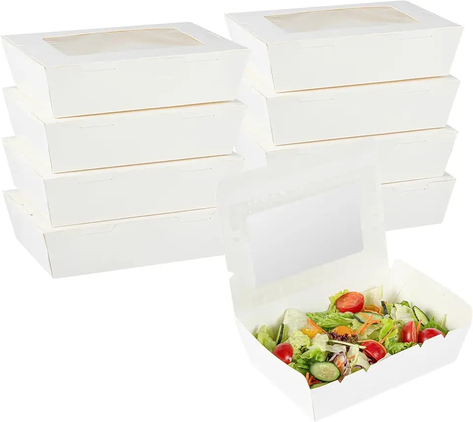 Restaurantware 42 oz White Paper Medium Take Out Container, 50 Pack