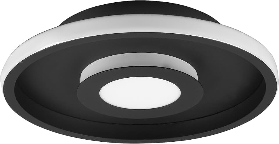 Trio Leuchten LED Badezimmer Deckenleuchte Ascari 680810332, Metall Schwarz matt, inkl. 28 Watt LED, Switch Dimmer