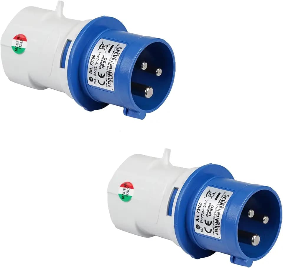 FANTON 73100-B2 2er Set Industriestecker CEE-Stecker auf 1 Sicherheitsstecker 16A - Baustelle und Camping