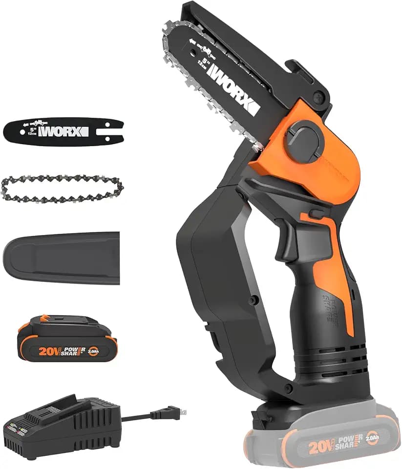 WORX Cordless Mini Chainsaw, 20V 5" Pruning Saw, WG324