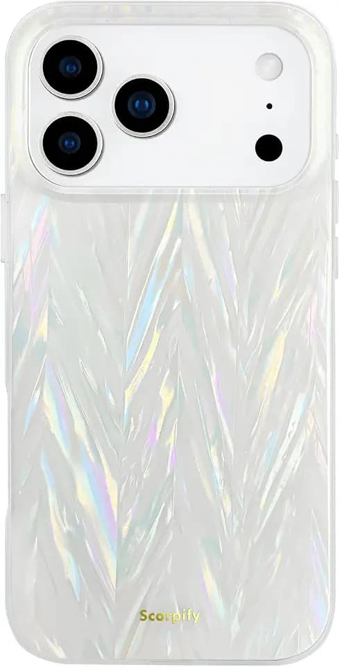 SCORPIFY für iPhone 17 Pro Hülle mit Buntem Perlen Aurora Rücken Design [Kompatibel mit Magnetic], süße magnetische Handyhülle für Frauen, Mädchen und Männer, Bumper mit Perlmutt Muschel Muster