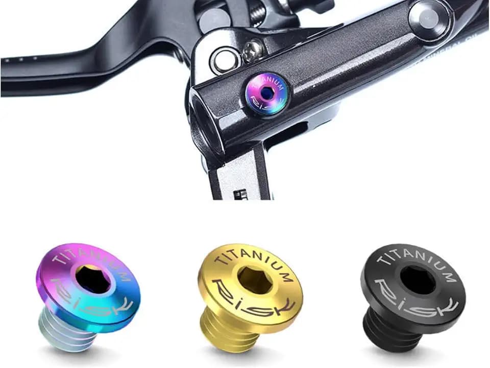Titanium Hydraulic Brake Reservoir Cap Bleed Screw M5x5 for Shimano XT M8000 SLX M7000 XTR M9000 M9020, Mountain Bike Oil Cylinder Plug Bolt Upgrade, 2-Pack (Black)
