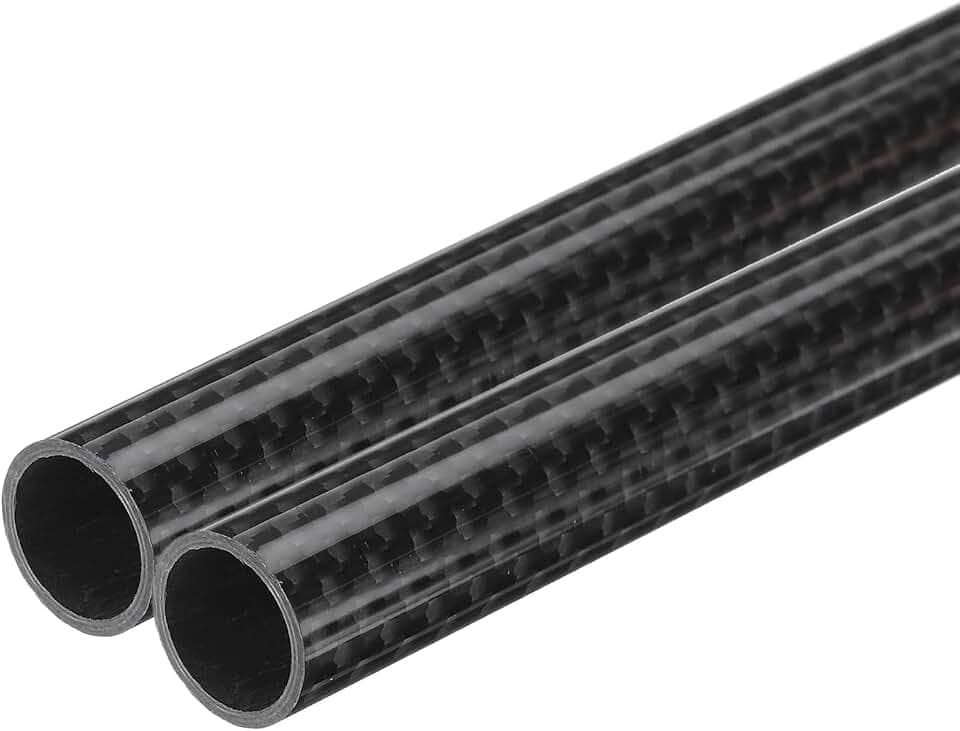 QUARKZMAN 2 Stück Kohlefaserrohr 10 x 12 x 330mm glänzende Oberfläche Stab 3K Rollgewickeltes reines Kohlefaser-Rundrohr für RC-Flugzeug Multicopter Quadcopter
