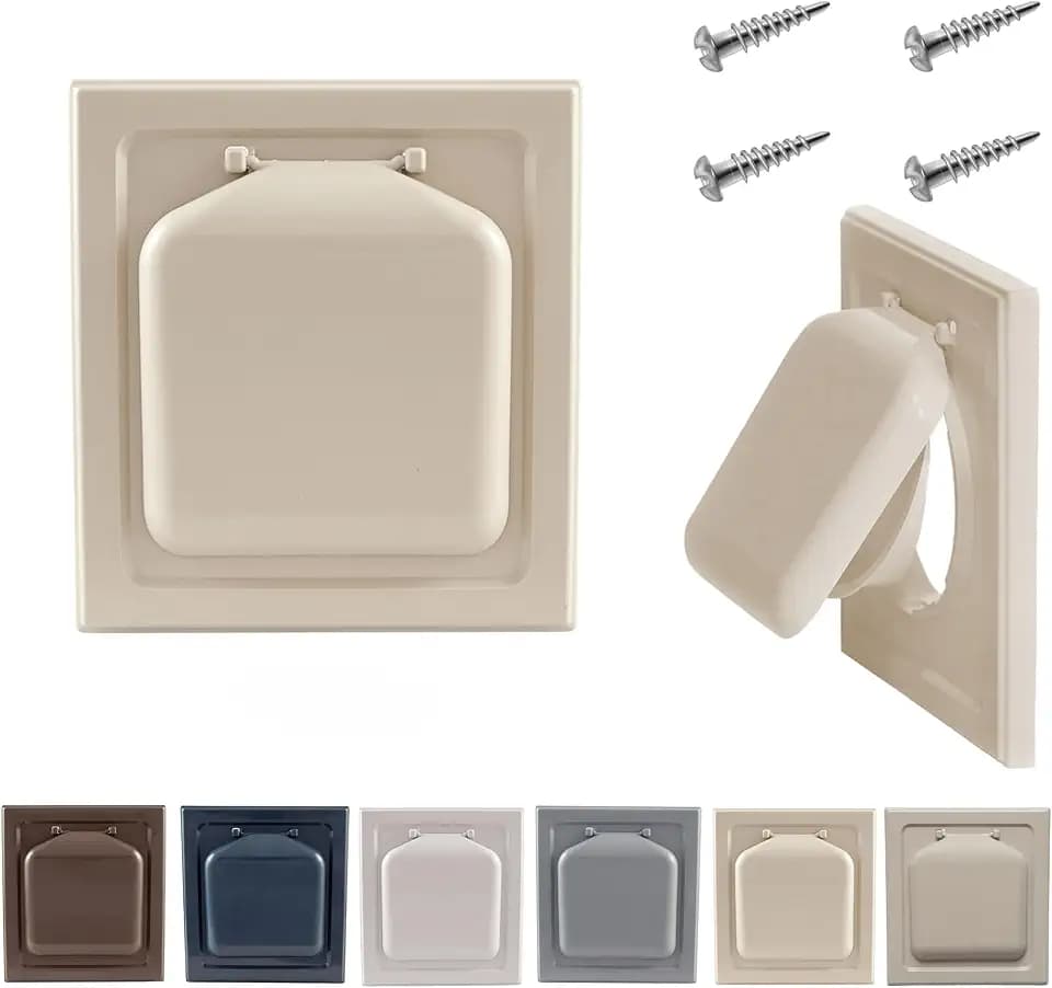 NO-PEST VENT Dual Door Dryer Vent Cover 4 Inch Outdoor, Made in USA, Highest UV-Resistant Plastic, No Lint-Collecting Screen (Tan, 4” Plastic Vent With Duct Tube)