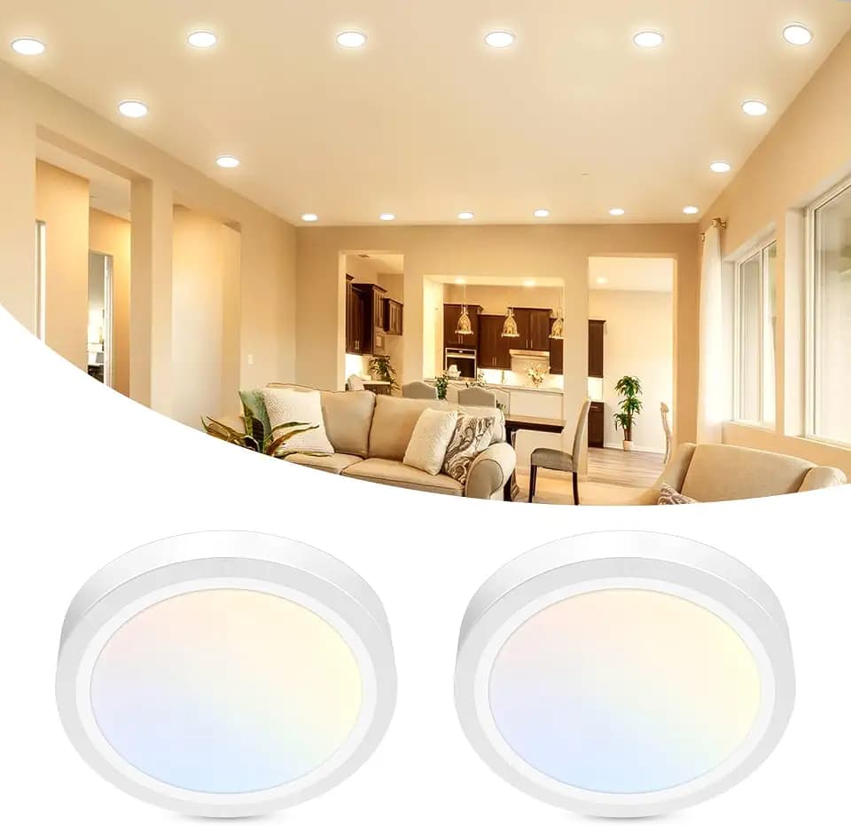 libtit 2Pack 4.7 Inch Small LED Ceiling Lights Flush Mount, 3000K 4000K 6500K Adjustable, 7W 700LM White Round Disk Light Fixture for Closet Basement Bathroom Hallway Kitchen Office Garage