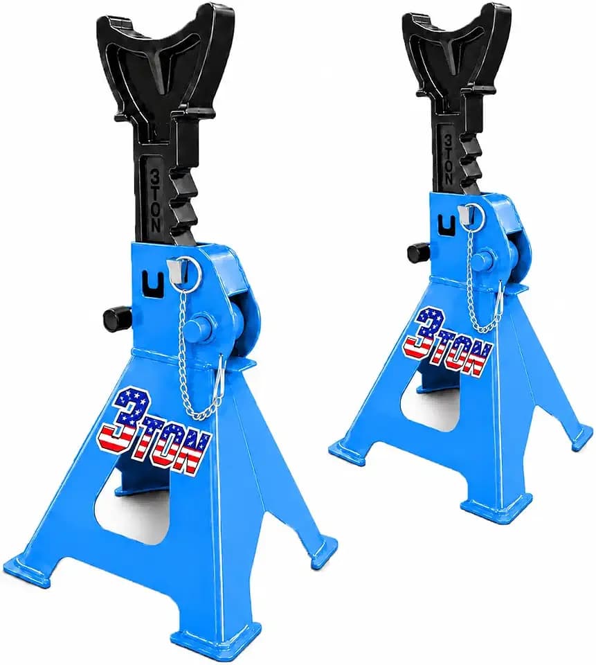 Jack Stands 3 Ton with Double Pin Lock and Large Foot Base for Garages,Repair Shops, Car Lifting Supports Jack, Blue