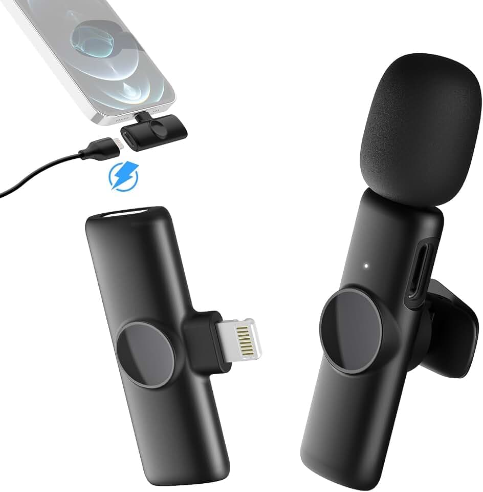 Moman Lavalier Mikrofon,Gimpro MS1(A) 2.4GHz【Lightning】 Wireless Ansteckmikrofon für iOS Telefone Tablets Vlog Live Interviews Tiktok YouTube,Drahtloses-Lavalier-Mikrofon-iPhone-Lightning