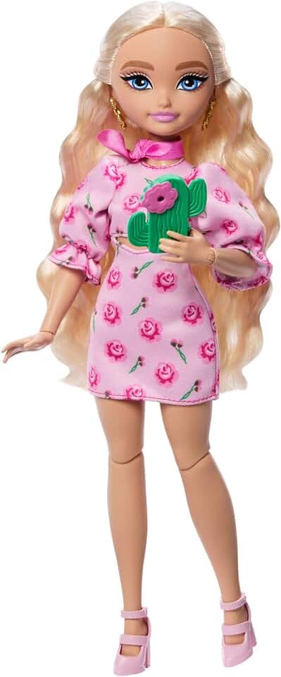 Barbie Dream Besties Festival-Looks Set, Malibu“-Puppe mit langem, blondem Haar zum Stylen und mehr als 10 ausziehbaren Moden & Accessoires, JGH87