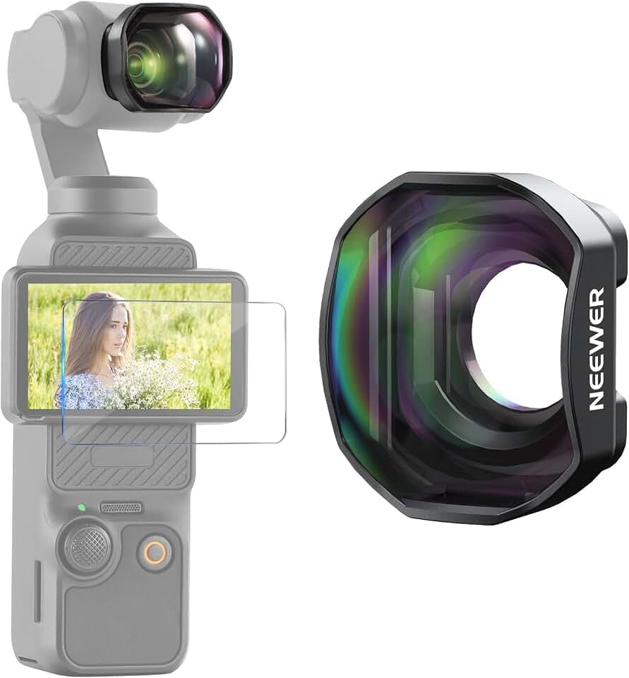 NEEWER Telekonverter kompatibel mit DJI Osmo Pocket 3 4 Xtra Muse, Schwarz | 4 Elemente, 3 Gruppen, Mehrfachvergüteter magnetischer HD Objektivaufsatz, Gimbal Action Kamera Zubehör, LS-84