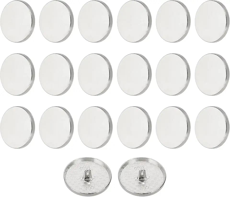 QUARKZMAN Knöpfe Silber Metall Flache Buttons zum Annähen 20 Stück