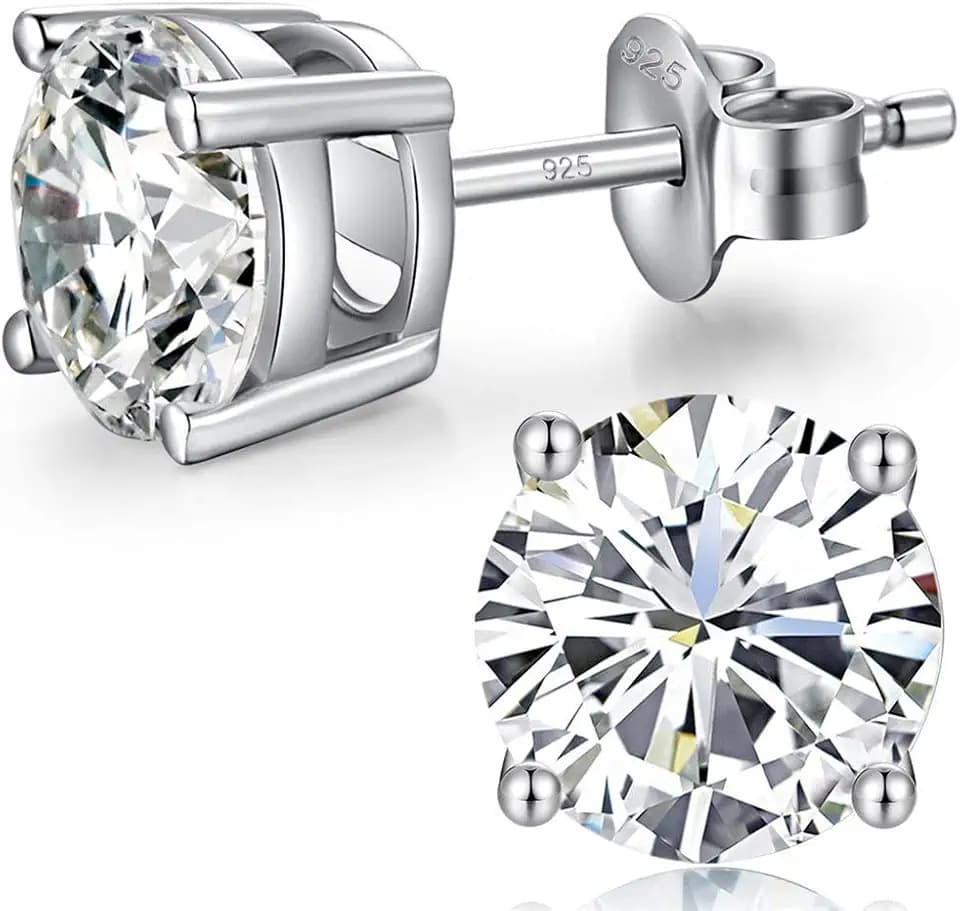 18 Karat überzogen Simulierten Diamant Brillant Runde Zirkonia Ohrstecker 925 Sterling Silber 4mm 8mm Feines Silber Schwarz Gold Schmuck für Damen Herren