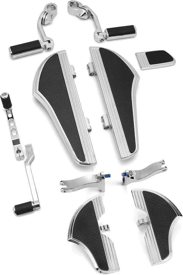 Defiance Chrome floorboards for Harley Davidson with heel-toe shifter Lever highway footrests for touring bagger street road glide road king softail Fatboy FLST models (CHROMED)