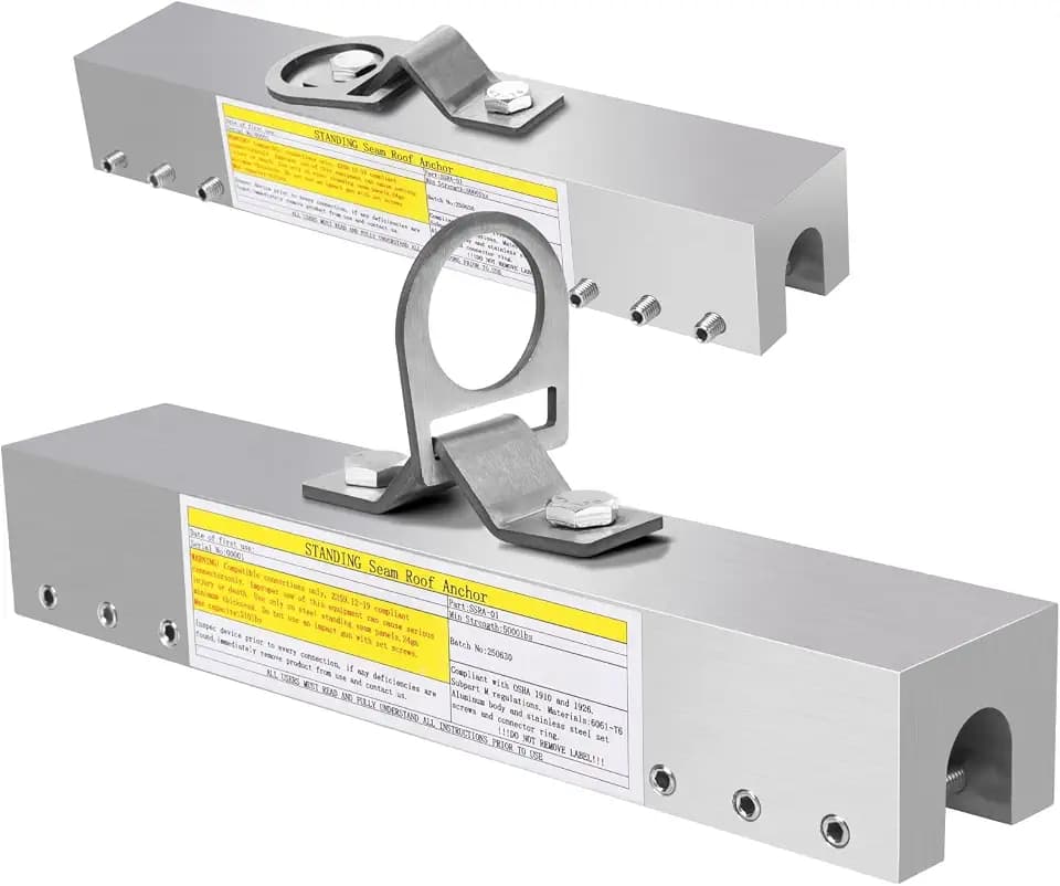 2PCS Fall Protection Standing Seam Roof Anchor Clamp, Permanent Roof Anchor-Metal Aluminum, Safety Anchor System for Roof Climbing, Work, OSHA/ANSI Compliant