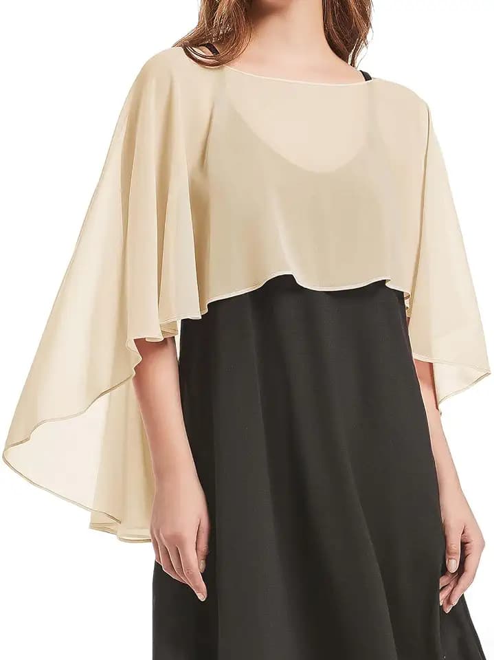 florynova Damen-Chiffon-Umhang für Hochzeitskleider, elegantes Bankett, Capelets