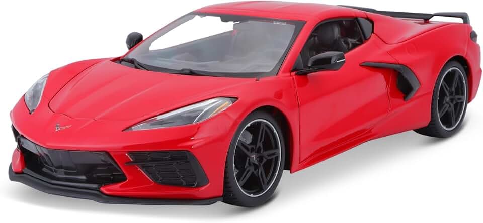 Bauer Spielwaren 31447-00000022 Maisto Chevrolet Corvette Stingray Coupé '20: Modellauto im Maßstab 1:18, Türen, Kofferraum und Motorhaube zum Öffnen, lenkbar, 34 cm, rot (531447)