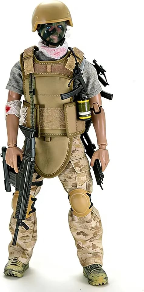12 Inch Action Figures Military Set, 1/6 Scale Soldier Model Set with Weapons, Outfit and Other Accessories - Wounded-NB03